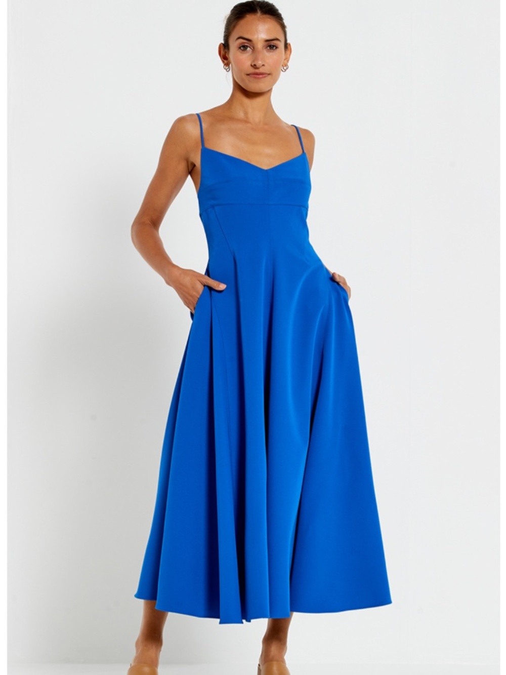 Bohemian Traders Fit and Flared Midi Swing Dress in Cobalt 2XL